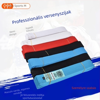 Taekwondo/Judo verseny- és osztályozó öv, pamut, mintázat csíkos vagy egyszínű, bélés pamut, alkalmas edzésre és harcművészetekhez