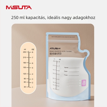 Misuta anyatej tároló tasak, hőmérsékletérzékeny frissesség, 250 ml, PE+PET