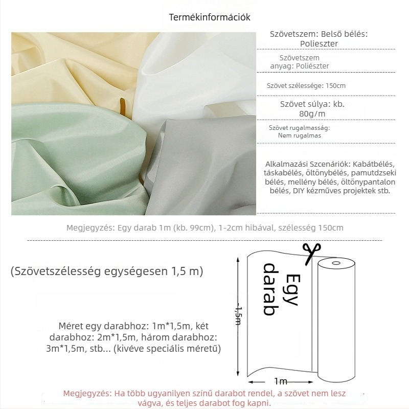 Taft anyagú belső bélés kabátokhoz és táskákhoz — belső anyag ruházathoz; Cikkszám aADb7hGS; Saját márka: Igen