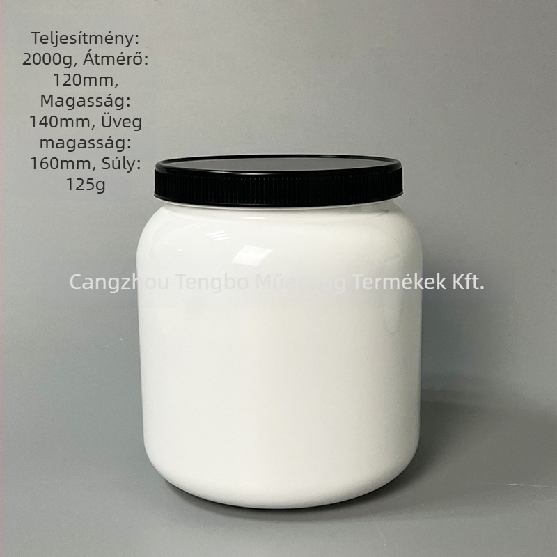 2000 ml PET élelmiszerbiztonságos zárt tartály tejporhoz, blow molding technológiával készítve