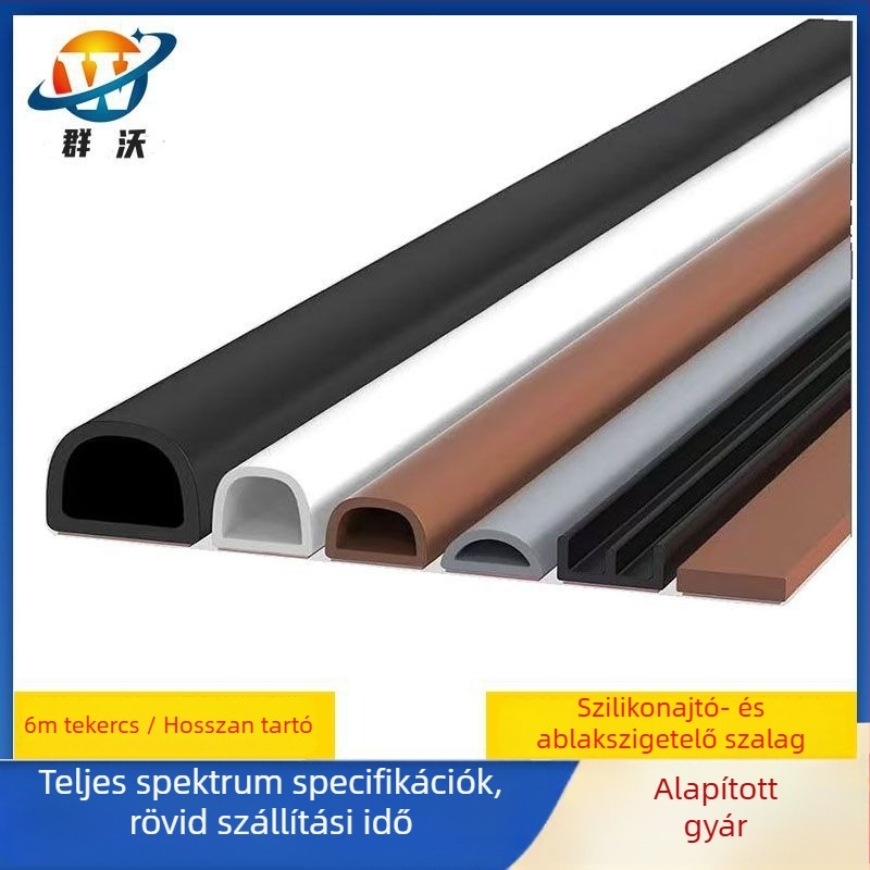 Szilikon ajtó- és ablakszigetelések, öntapadós, hangszigetelő, kopásálló, keménység 65, Qunwo márka