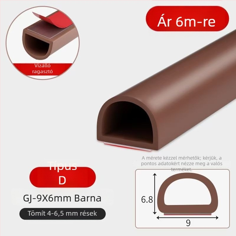 Szilikon ajtó- és ablakszigetelések, öntapadós, hangszigetelő, kopásálló, keménység 65, Qunwo márka