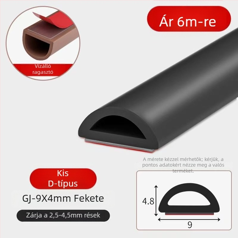 Szilikon ajtó- és ablakszigetelések, öntapadós, hangszigetelő, kopásálló, keménység 65, Qunwo márka