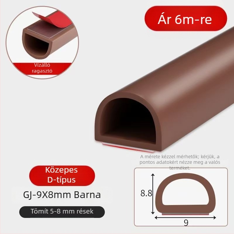 Szilikon ajtó- és ablakszigetelések, öntapadós, hangszigetelő, kopásálló, keménység 65, Qunwo márka