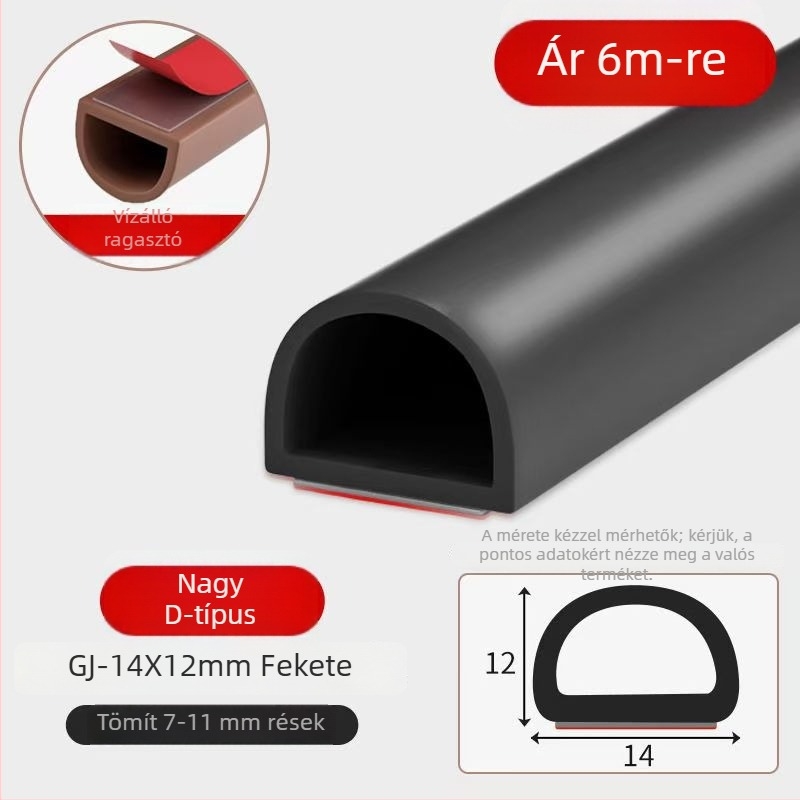 Szilikon ajtó- és ablakszigetelések, öntapadós, hangszigetelő, kopásálló, keménység 65, Qunwo márka