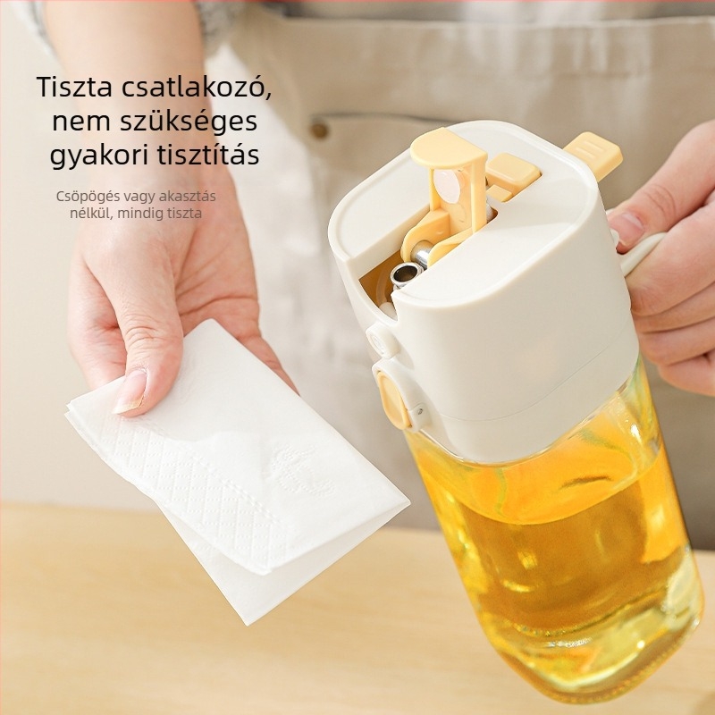 Üveg olajtartó palack, automatikus nyitás-zárás, 2 az 1-ben olajtartó és szűrőedény, modern minimalista stílus