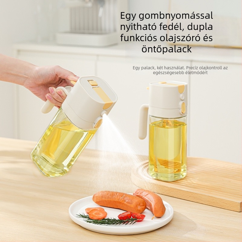 Üveg olajtartó palack, automatikus nyitás-zárás, 2 az 1-ben olajtartó és szűrőedény, modern minimalista stílus