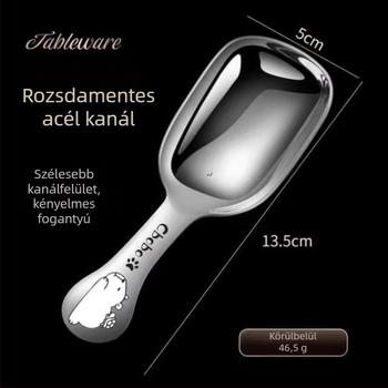 Rozsdamentes acél teáskanál, vastag nyél, modern minimalist stílus, vízpolírozott felület, első osztályú minőség