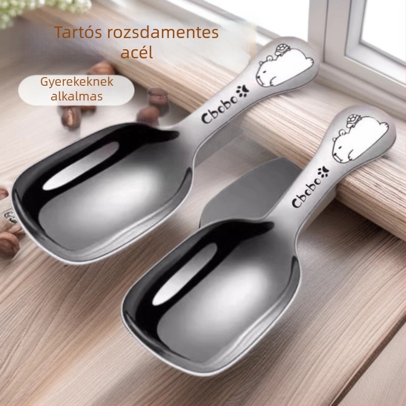 Rozsdamentes acél teáskanál, vastag nyél, modern minimalist stílus, vízpolírozott felület, első osztályú minőség