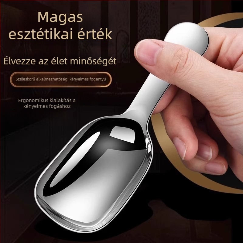 Rozsdamentes acél teáskanál, vastag nyél, modern minimalist stílus, vízpolírozott felület, első osztályú minőség