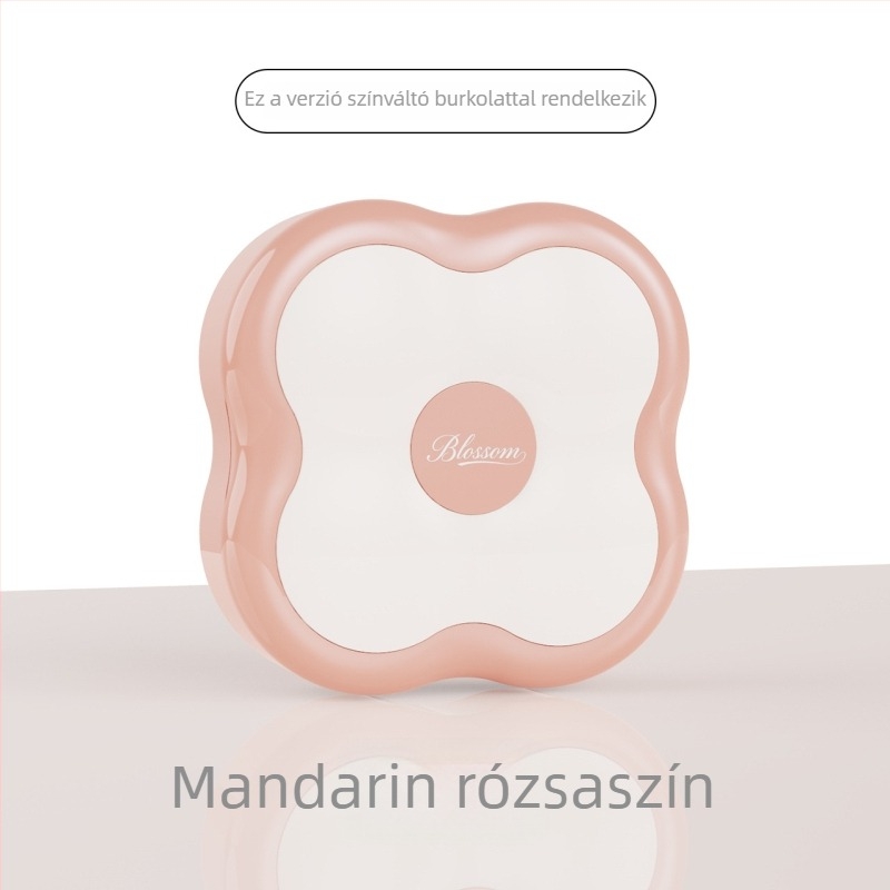 Púderpuff tároló doboz, ABS, porálló, felnyíló fedél, kozmetikai használatra
