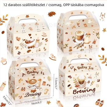 DD483 Baba-ünnepi ajándék bonbon doboz, hordozó doboz, offset nyomtatás, 250gsm fehér karton, 12 darabos készlet, két változat