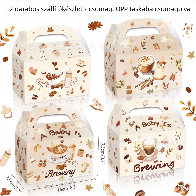 DD483 Baba-ünnepi ajándék bonbon doboz, hordozó doboz, offset nyomtatás, 250gsm fehér karton, 12 darabos készlet, két változat