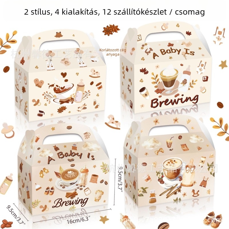 DD483 Baba-ünnepi ajándék bonbon doboz, hordozó doboz, offset nyomtatás, 250gsm fehér karton, 12 darabos készlet, két változat