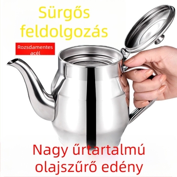 Rozsdamentes acél olajtartály, szivárgásmentes kialakítás, nagy kapacitású konyhai tároló olajhoz szűrőhálóval, élelmiszer-minőségű, vastított olajtartály