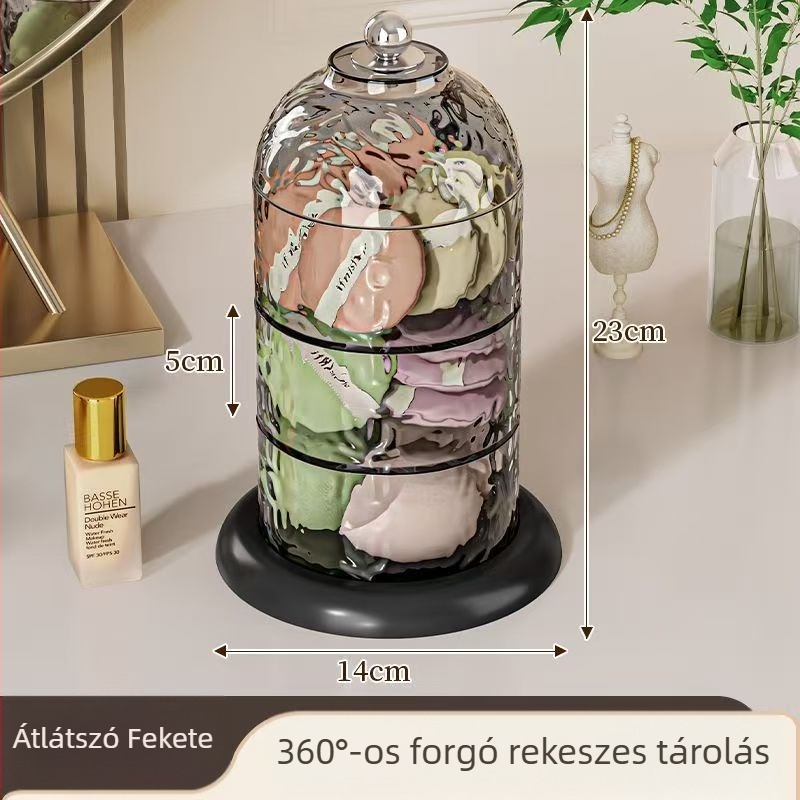 Prémium forgatható kozmetikai tároló, 1 rekesz, PET+ABS, RF251, porálló