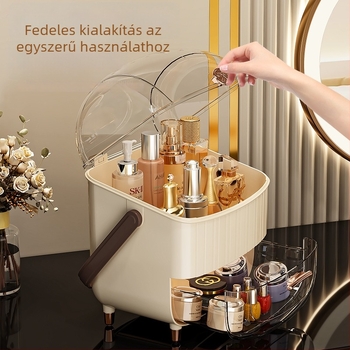 Kozmetikai tároló doboz fedéllel, porálló, nagy kapacitású, ABS anyagú, Light Luxury stílus, Love zhiyu