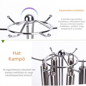 Asztali konyhai eszközök tárolója kampókkal spatula és kanál számára, lecsöpögtető rendező