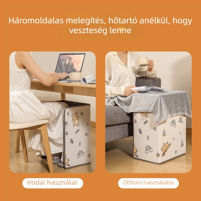 Irodai lábmelegítő, konnektoros fűtés, mechanikus távirányítóval, univerzális kompatibilitás