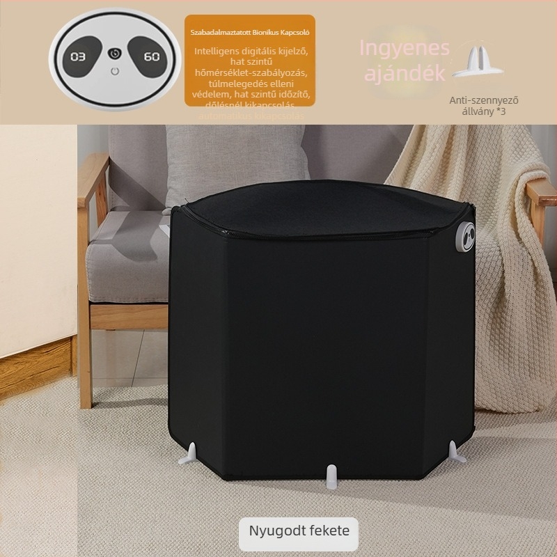 Irodai lábmelegítő, konnektoros fűtés, mechanikus távirányítóval, univerzális kompatibilitás