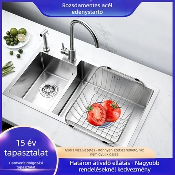 Konyhai rozsdamentes acél mosogatótál-szárító állvány — modern, minimalist dizájn, 2024-ben bemutatva