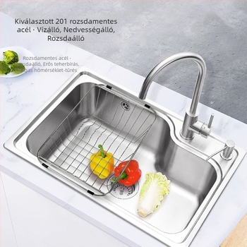 Konyhai rozsdamentes acél mosogatótál-szárító állvány — modern, minimalist dizájn, 2024-ben bemutatva