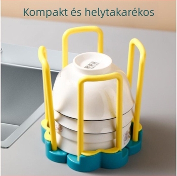 Műanyagból készült tálak szárítós polca, egyetlen rétegű, forgó teleszkópos kialakítás, egyszerű és modern stílus