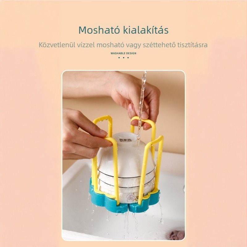 Műanyagból készült tálak szárítós polca, egyetlen rétegű, forgó teleszkópos kialakítás, egyszerű és modern stílus