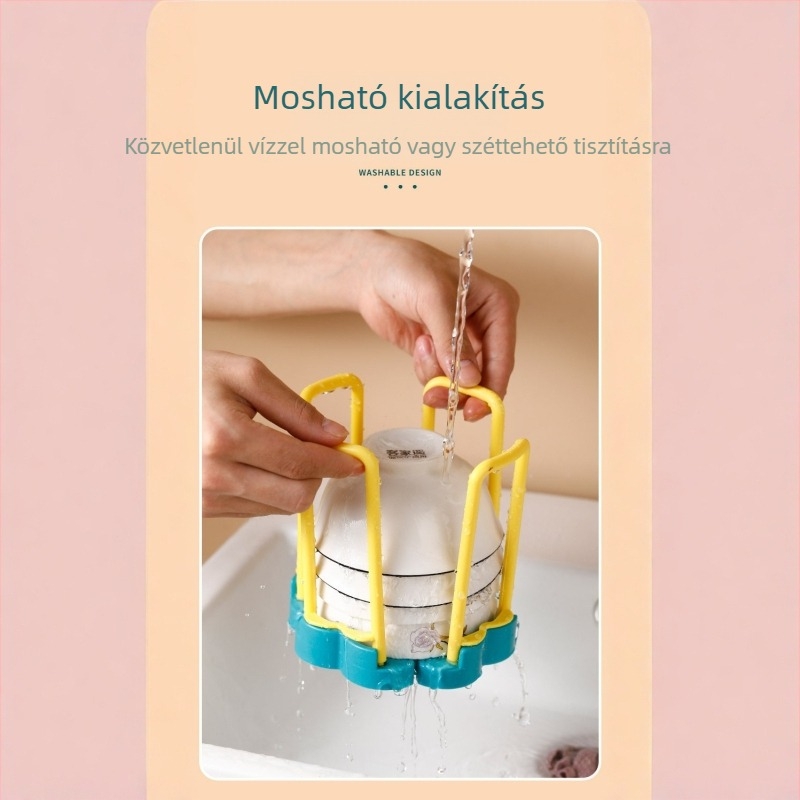 Műanyagból készült tálak szárítós polca, egyetlen rétegű, forgó teleszkópos kialakítás, egyszerű és modern stílus