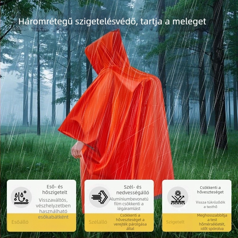 Kültéri vészhelyzeti termosz-takaró — elsősegély, egyedi csomagolás, poliészterfilmes bevonat