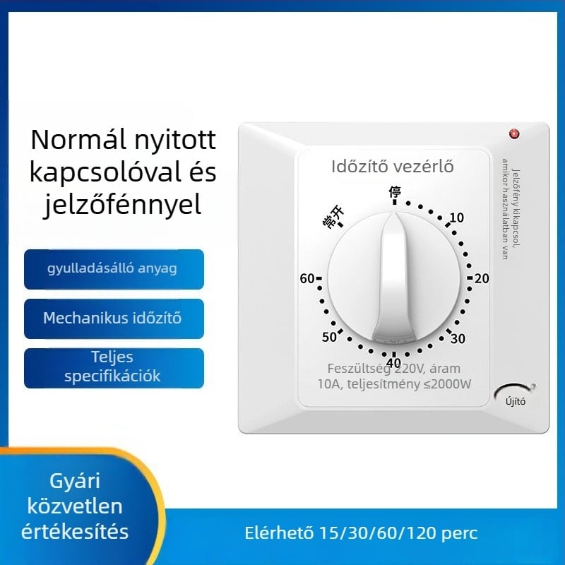 Mechanikus 60 perces időzítőkapcsoló, 220V, 86-os típusú vízszivattyú időzítő