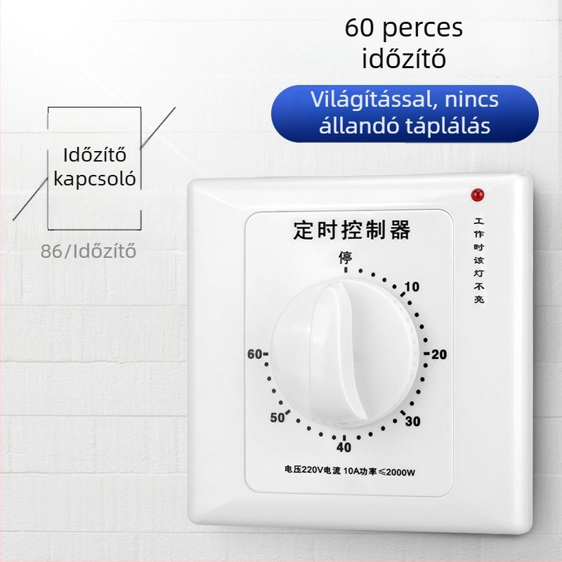 Mechanikus 60 perces időzítőkapcsoló, 220V, 86-os típusú vízszivattyú időzítő