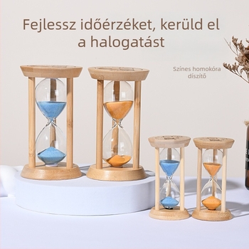 Fénylő homokóra gyerekeknek, ütésálló, fúvott boroszilikát üveg, 3/5/10/30 perc, dekoratív