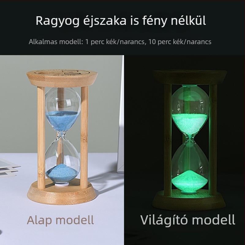 Fénylő homokóra gyerekeknek, ütésálló, fúvott boroszilikát üveg, 3/5/10/30 perc, dekoratív