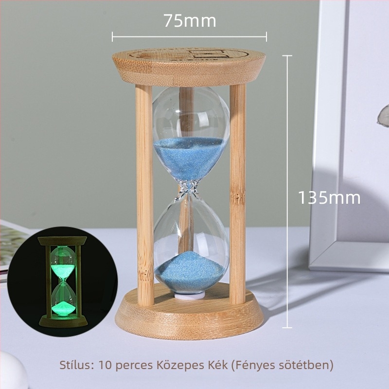 Fénylő homokóra gyerekeknek, ütésálló, fúvott boroszilikát üveg, 3/5/10/30 perc, dekoratív
