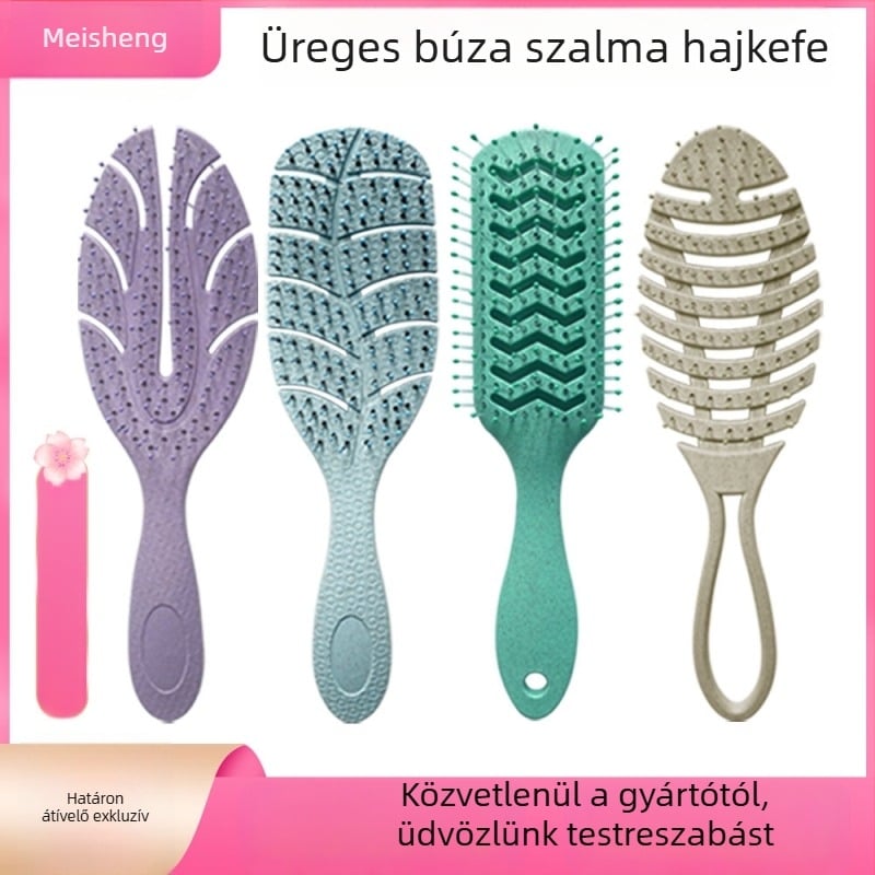 Masszázs fésű a hajhoz – búzaszalmából és nylonból, nedves és száraz használatra, Ningbo eredet