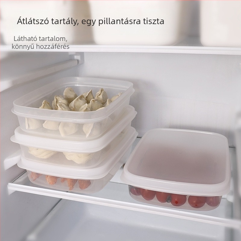 Fagyasztott gombóc doboz, nem tapadó aljával, mikrohullámú sütőben és fagyasztóban használható, légmentesen záródó