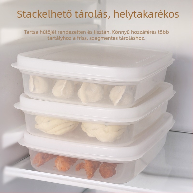 Fagyasztott gombóc doboz, nem tapadó aljával, mikrohullámú sütőben és fagyasztóban használható, légmentesen záródó