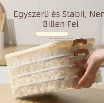 Gombóc doboz, nagy kapacitású, többrétegű, műanyag, megőrzi a frissességet, zárható