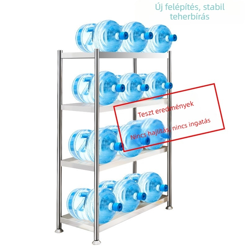 Konyhai tároló állvány, 5-szintes, rozsdamentes acél, mozgatható, padlóra álló, mikrohullámú sütő és edények tárolására