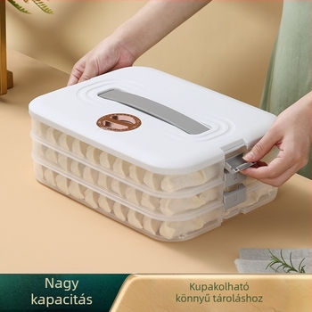 Dumpling tároló doboz, élelmiszerbiztos PP anyag, hordozható és zárható a fagyasztóhoz, könnyed luxus stílusú kriszper