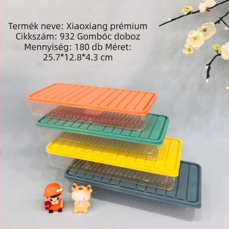 Műanyag nokedli doboz fedővel – stackelhető tároló a konyhában, frissesség megőrzése