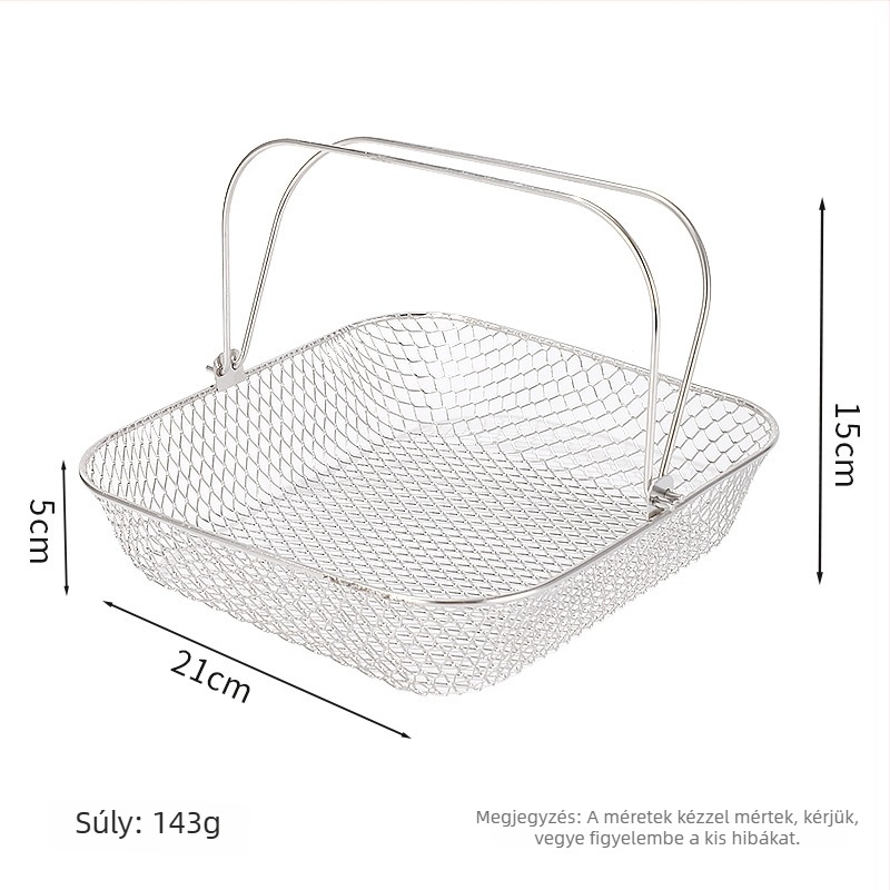 Rozsdamentes acél légsütő kosár, dupla fogantyúval, Haidian, hálós leeresztő tartó