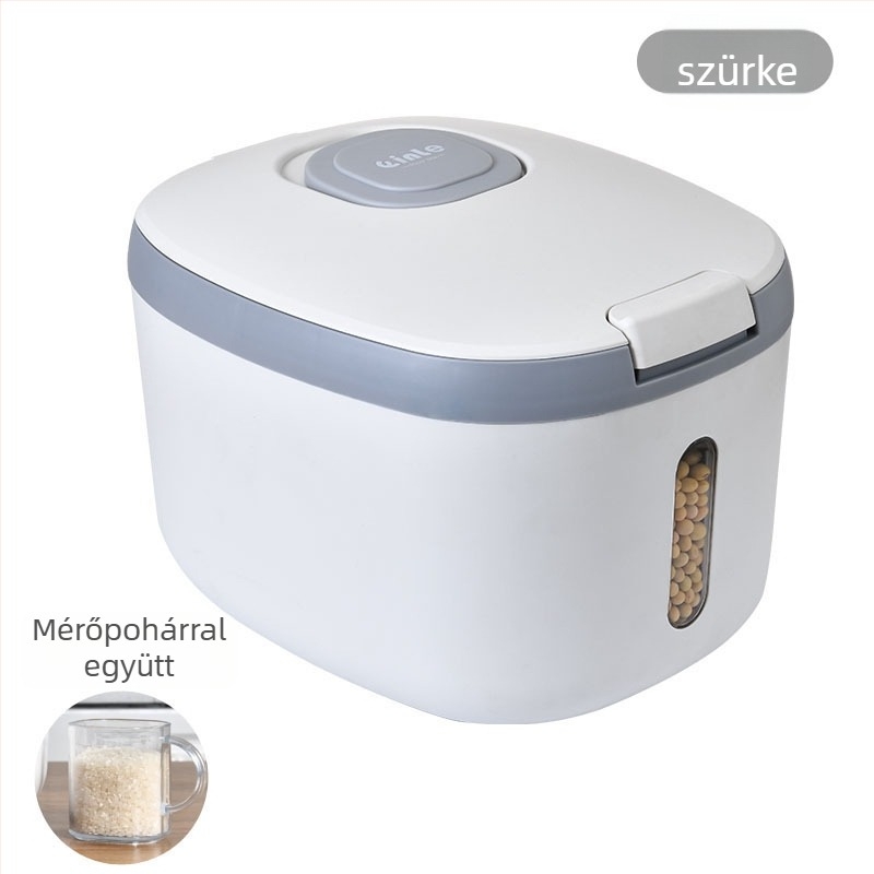 Rizs- és liszt-tároló, nedvességálló ABS műanyagból, 5–6 liter kapacitás, modern letisztult dizájn
