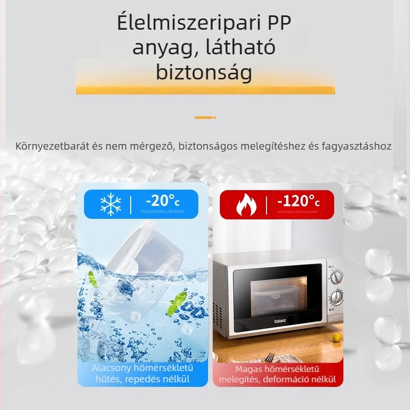 Fehér, kerek műanyag étkezési minőségű tárolóedény, vastagított PP, átlátszó, mikróbarát, ebéd- és gabonatároló
