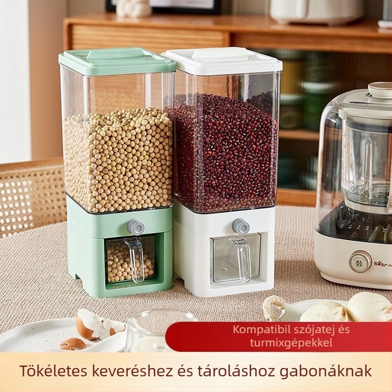 Rizstároló doboz – zárható, nedvesség- és kártevő elleni védelem; Anyag: PP műanyag; Kapacitás: 6–7 liter; Eredet: Taizhou