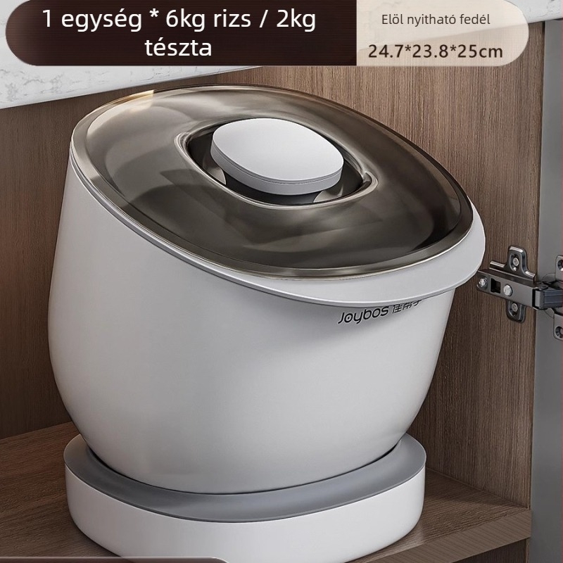 Rizstároló edény – zárható, nedvesség- és rovarálló, műanyag PP, élelmiszer-minőségű, kapacitás 6–7 L