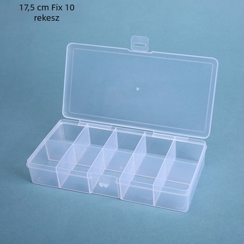 Átlátszó PP műanyag 10 rekeszes asztali tároló doboz – Modell 17.5, 1 L kapacitás