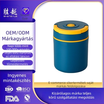 Rozsdamentes acél ebédes doboz fedővel, szigetelt, 301–500 ml, mikrohullámú sütőben használható