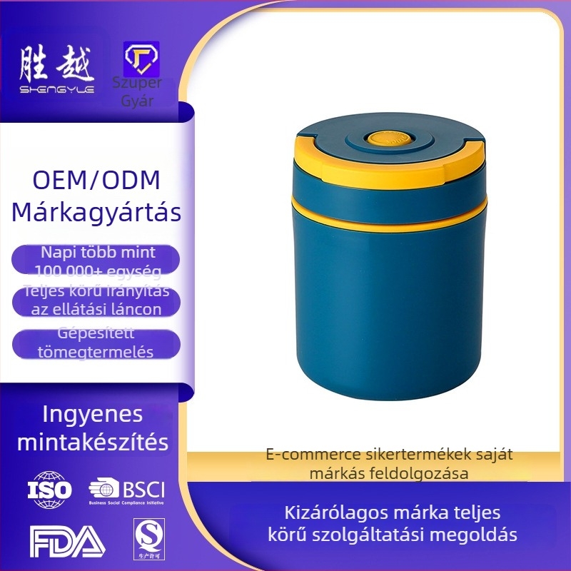 Rozsdamentes acél ebédes doboz fedővel, szigetelt, 301–500 ml, mikrohullámú sütőben használható
